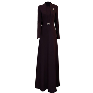 紫色加厚冬季连衣裙2025新款今年流行爆款长裙出席重要场合的裙子