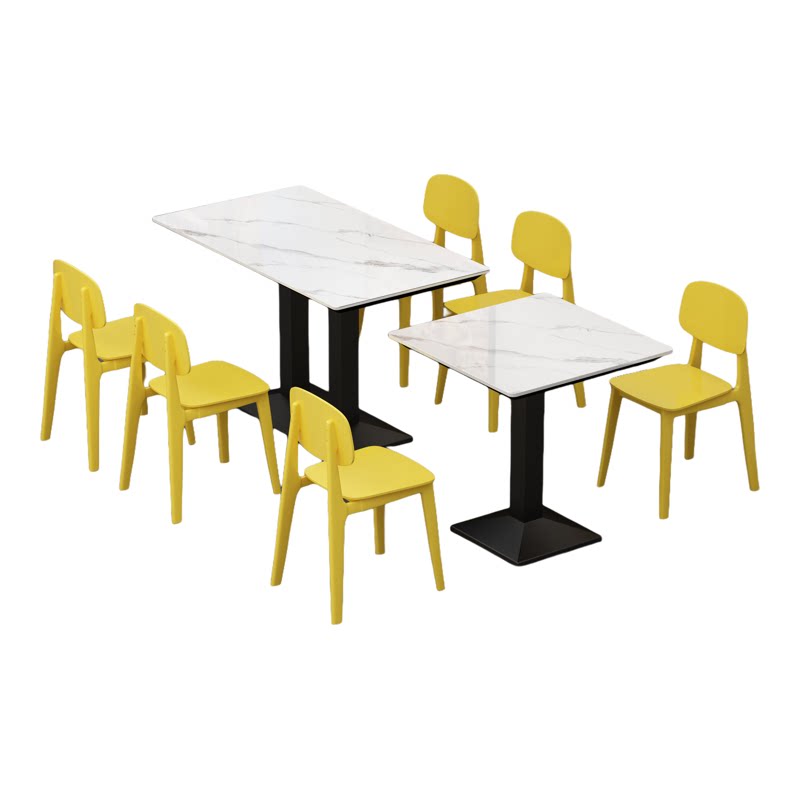 学校餐厅员工食堂岩板桌椅组合烧烤奶茶小吃面馆快餐店商用餐桌椅