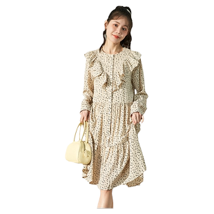 唐狮春夏新款连衣裙韩版碎花森系中长款裙子设计感慵懒显瘦学生DY