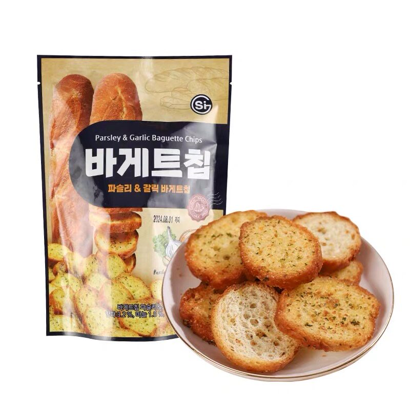 韩国SI蒜香黄油面包干片饼CW青右酥脆奶油法式烤面包进口茶点零食