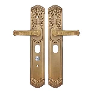 防盗门锁工程款法老黄古铜色双开门对开门大门把手面板拉手执手锁