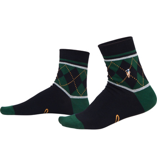 Polo袜子男潮牌冬季菱形格棉袜中筒中厚商务男袜子英伦范格子袜