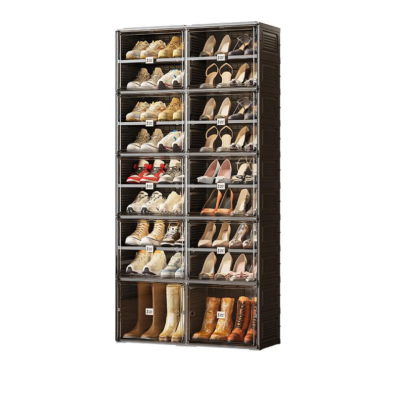 蚂蚁盒子免安装可折叠鞋柜黑色收纳柜一体式入户鞋柜简约楼道鞋架
