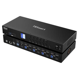 TESmart碲视四进三出KVM切换器HDMI+DP三屏电脑分配器4K60Hz高清共享USB3.0拓展坞支持EDID模拟器千兆网络