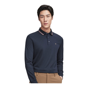 【磨毛】金利来秋冬新款长袖POLO衫含羊毛保暖翻领上衣T恤男士