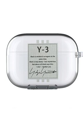 Y3英文标签适用airpodspro3保护套苹果4耳机套LinkBuds S透明clip2索尼XM6华为7i软壳vivo TWS5三星Buds3pro