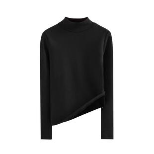 冬新半高领纯白修身长袖保暖加绒加厚体恤打底衫女装T恤内搭上衣