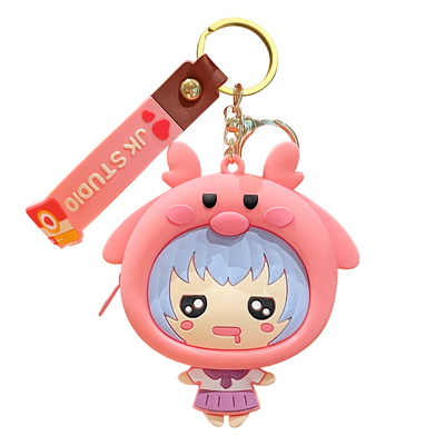 可爱萌宠头套变装女孩零钱包钥匙扣蓝牙耳机口红便携收纳包包挂件