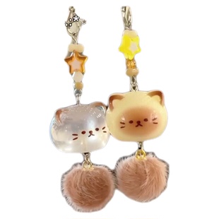 小毛绒猫咪手机链可爱创意卡通包包挂饰挂件书包闺蜜挂链生日礼物