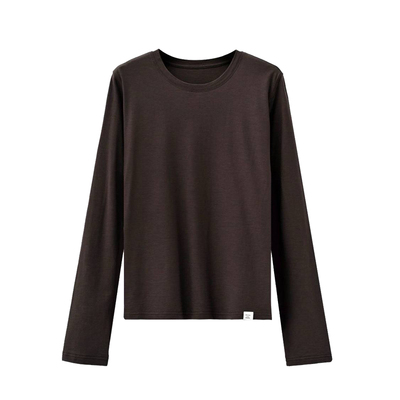 微宽松长绒纯棉长袖T恤打底衫