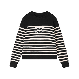 【熙薇SIVI】2025秋冬新款时尚设计条纹显瘦毛衣H6166