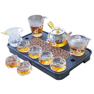 高档日式功夫茶杯冰冻烧琉璃杯茶具泡茶套装轻奢家用泡茶壶茶盘套