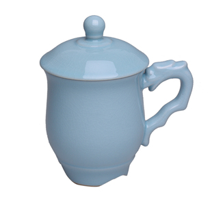 汝窑会议龙鼎杯汝瓷办公杯带盖茶杯水杯礼品纪念品定制公司LOGO款