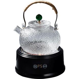 容山堂锤纹玻璃烧水壶新款煮茶壶铜壶钮泡茶器迷你电陶炉茶炉茶具