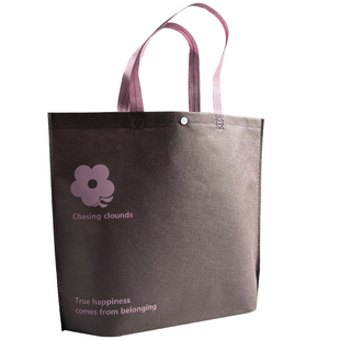 咖色服装店女装暗扣无纺布手提袋定制LOGO包装购物袋手拎袋子定做