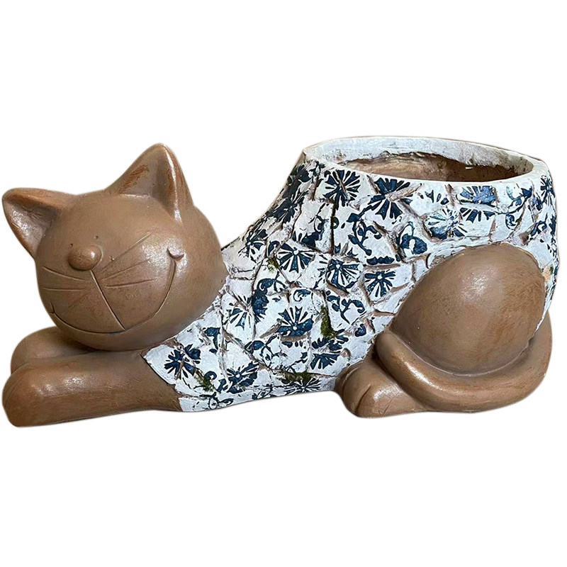 小猫咪庭院花盆摆件花园装饰品
