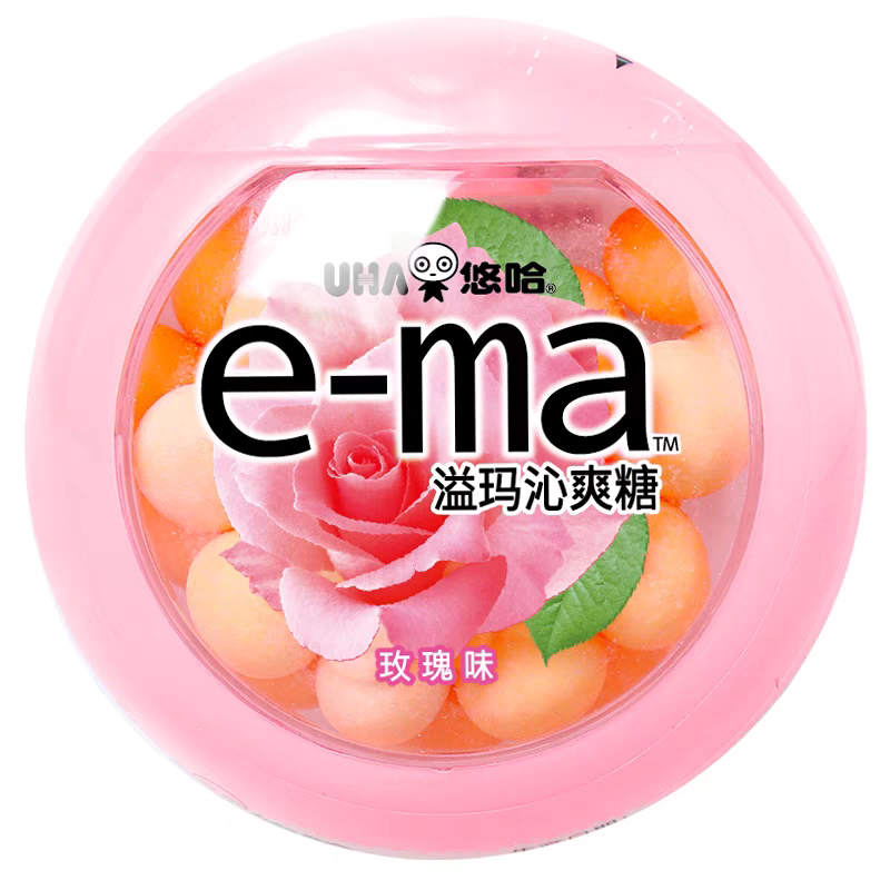 UHA悠哈ema溢玛沁爽喉糖舒润喉糖玫瑰糖白桃糖果少女心生日礼物