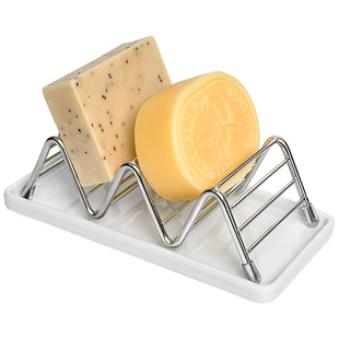 肥皂盒不锈钢洗衣香皂托沥水盒置物架浴室台面镂空通风w型肥皂架