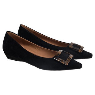 fed气质单鞋春季新款女鞋黑色尖头通勤鞋浅口平底鞋女S1118-ZC391