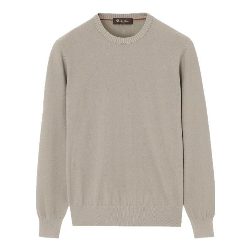 LoroPiana/诺悠翩雅男士针织衫棉丝纱圆领浮雕针法肩部下垂新款