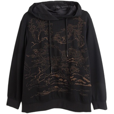 胖太太大码女装秋冬季连帽卫衣