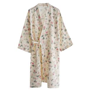 樱花兔日系绉布睡袍和服汗蒸浴袍女春夏季纯棉纱布薄款家居服睡衣
