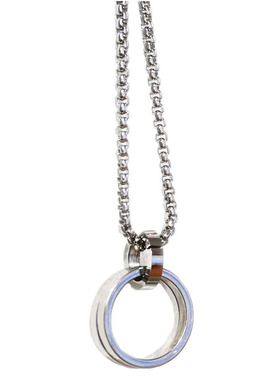 双环钛钢男士戒指情侣吊坠情侣