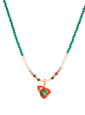 A平安顺遂绿玛瑙小葫芦长项链