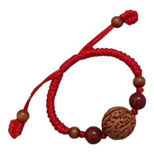 桃核手串桃胡婴儿童宝宝防桃子核惊朱砂吓男女桃木本命年红绳手链