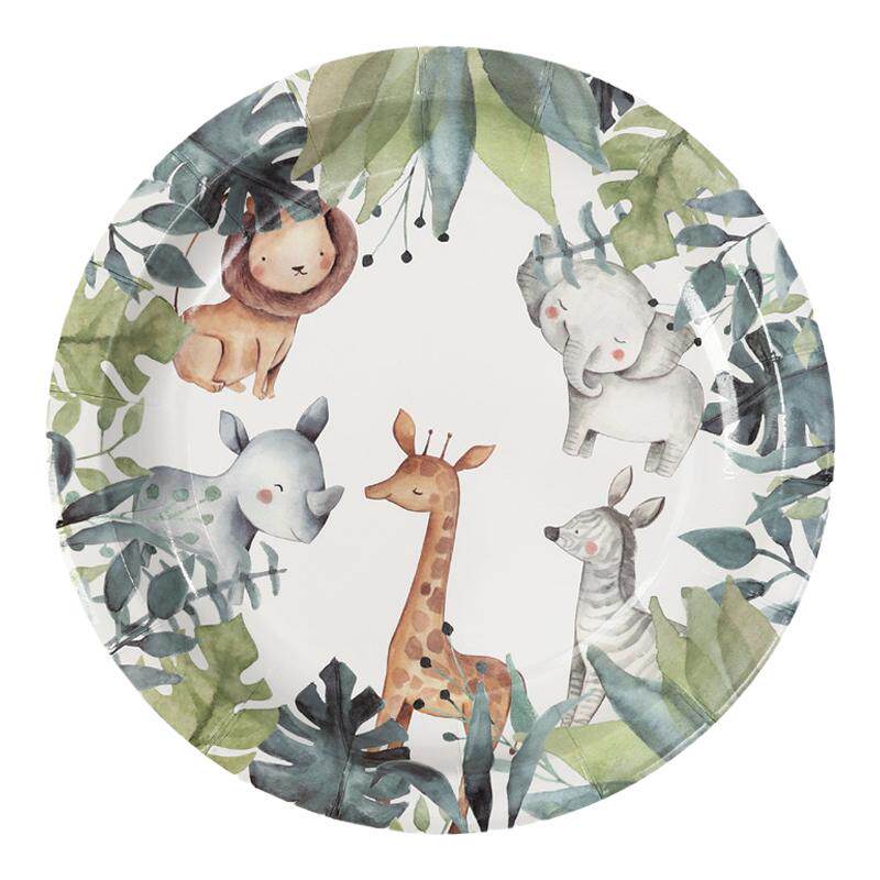 丛林动物派对餐具套装生日装饰wild one纸盘纸杯纸巾baby shower