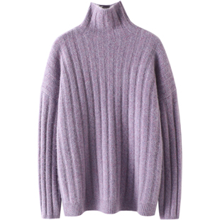 简单耐看~男女同款！加厚山羊绒衫100纯羊绒女粗棒针高领羊绒毛衣