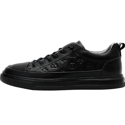 利郎官方冬季牛皮革一脚蹬板鞋