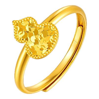 18K金葫芦碎冰冰戒指福禄双全潮