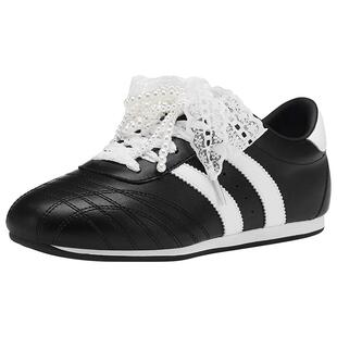 热风平底小白鞋女款2025年冬季新款蕾丝蝴蝶结运动休闲鞋百搭女鞋