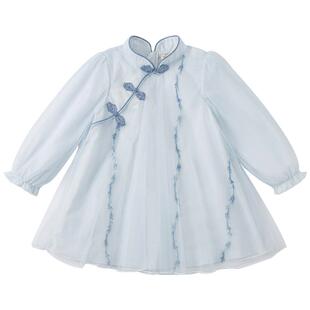 戴维贝拉连衣裙小女孩春秋中女大童汉服女童儿童公主裙子