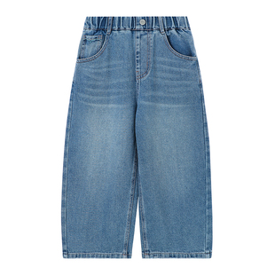 布丁哈鲁春装女童童装裤子2026春季新款儿童洋气百搭九分牛仔裤