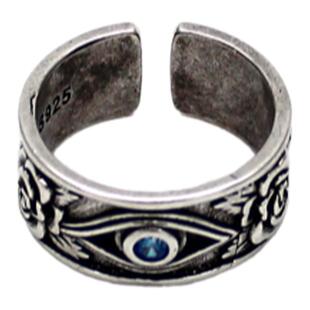 DEMON TEARS 荷鲁斯之眼棘刺玫瑰开口戒指男女个性时尚镀银指环潮