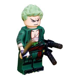 国产三方海贼王三刀流剑豪罗罗诺亚·索隆稀有男孩拼MOC积木人仔