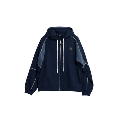 roaringwild a arch 咆哮野兽 拼接撞色外套双拉链情侣连帽卫衣男