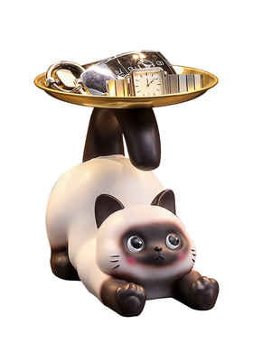 中古风暹罗猫钥匙收纳玄关摆件