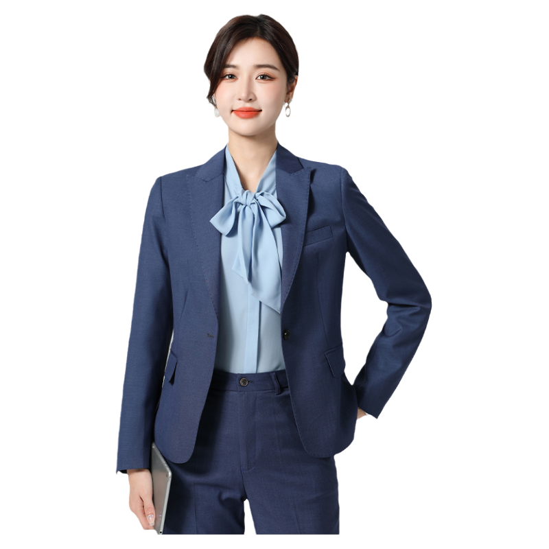 领创宝马4s店新款蓝色女士修身