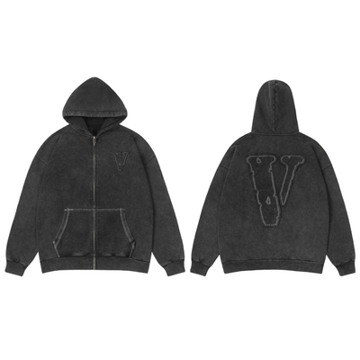 VLONE连帽卫衣2025新款秋冬季美式高街重磅开衫拉链外套男女同款