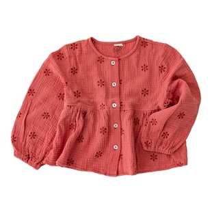 6Z Little日本pippi lotta FW25秋冬儿童百搭镂空花朵上衣花边裤