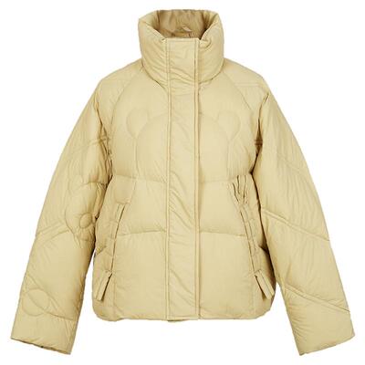 简爱诺豆绿色白鸭绒保暖羽绒服