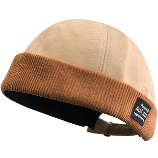 圆顶地主帽子女秋冬复古街头潮牌雅痞嘻哈帽流氓寸头无檐瓜皮帽男