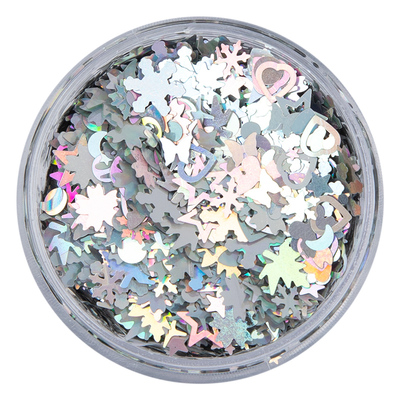 形状亮片炫彩银五星桃心枫叶