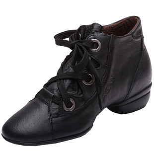 SASAN女式软底中跟增高时尚跳舞鞋爵士广场鞋运动健身舞蹈鞋高帮