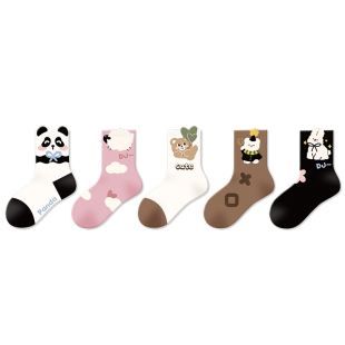 儿童袜子女童春秋大童女袜宝宝女孩可爱卡通a类无骨中筒袜棉秋冬
