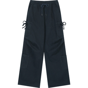 妖精的口袋高腰休闲工装裤女2025年冬季新款宽松显瘦百搭阔腿裤子