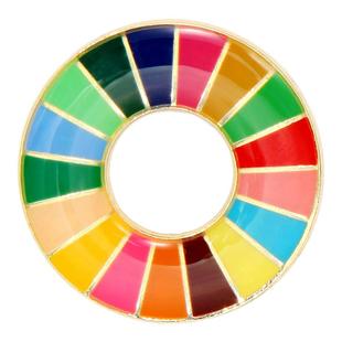 联合国可持续发展目标金属徽章胸针创意几何型彩虹图案别针配饰品